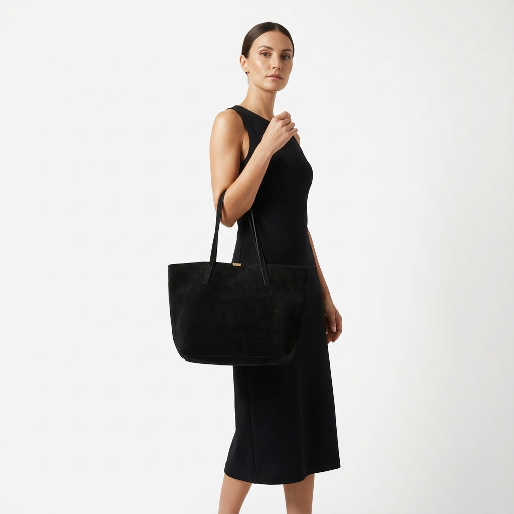 Minimalist Süet Görünümlü Büyük Boy Kadın Kol Çantası