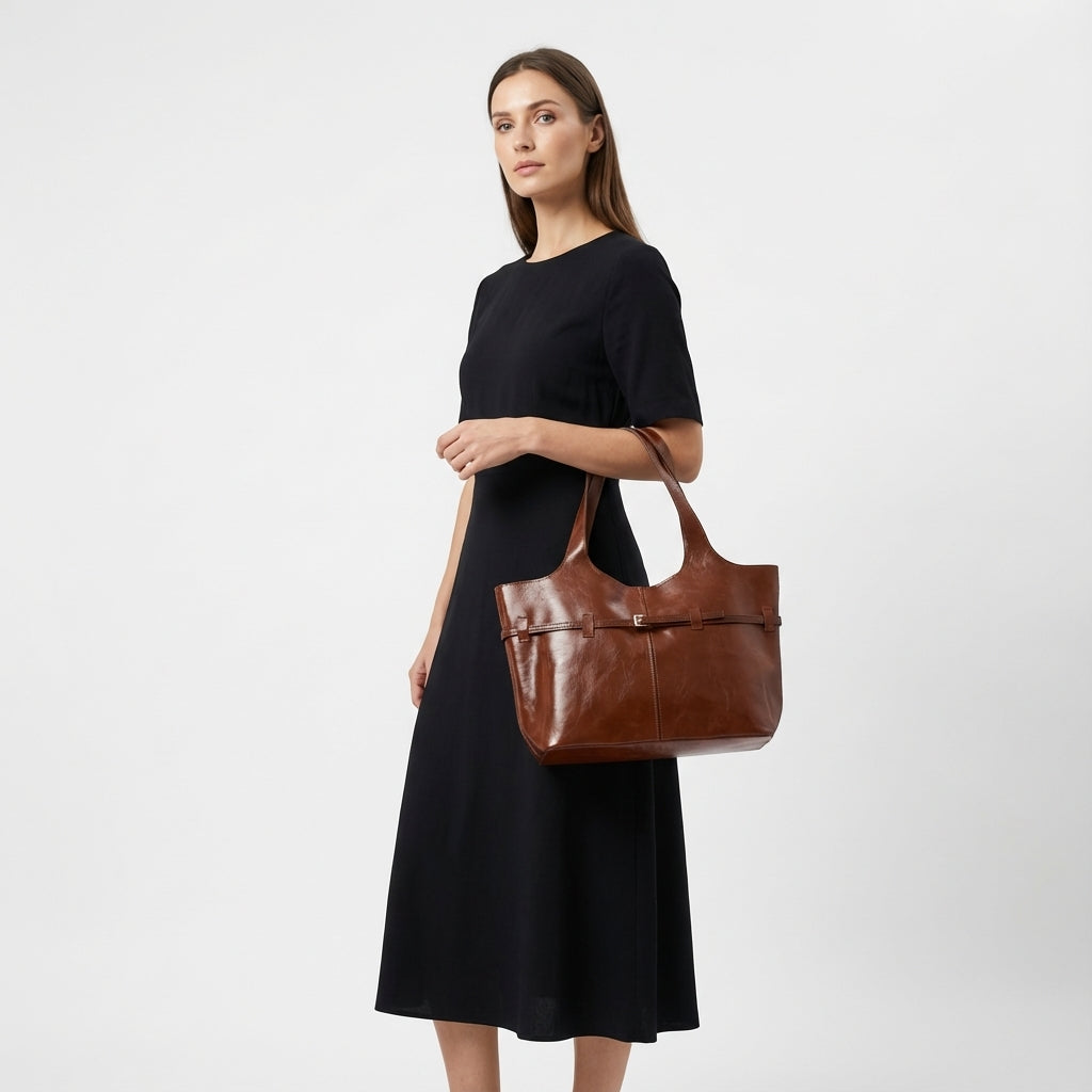 Kemer Detaylı Büyük Boy Kadın Omuz Çantası