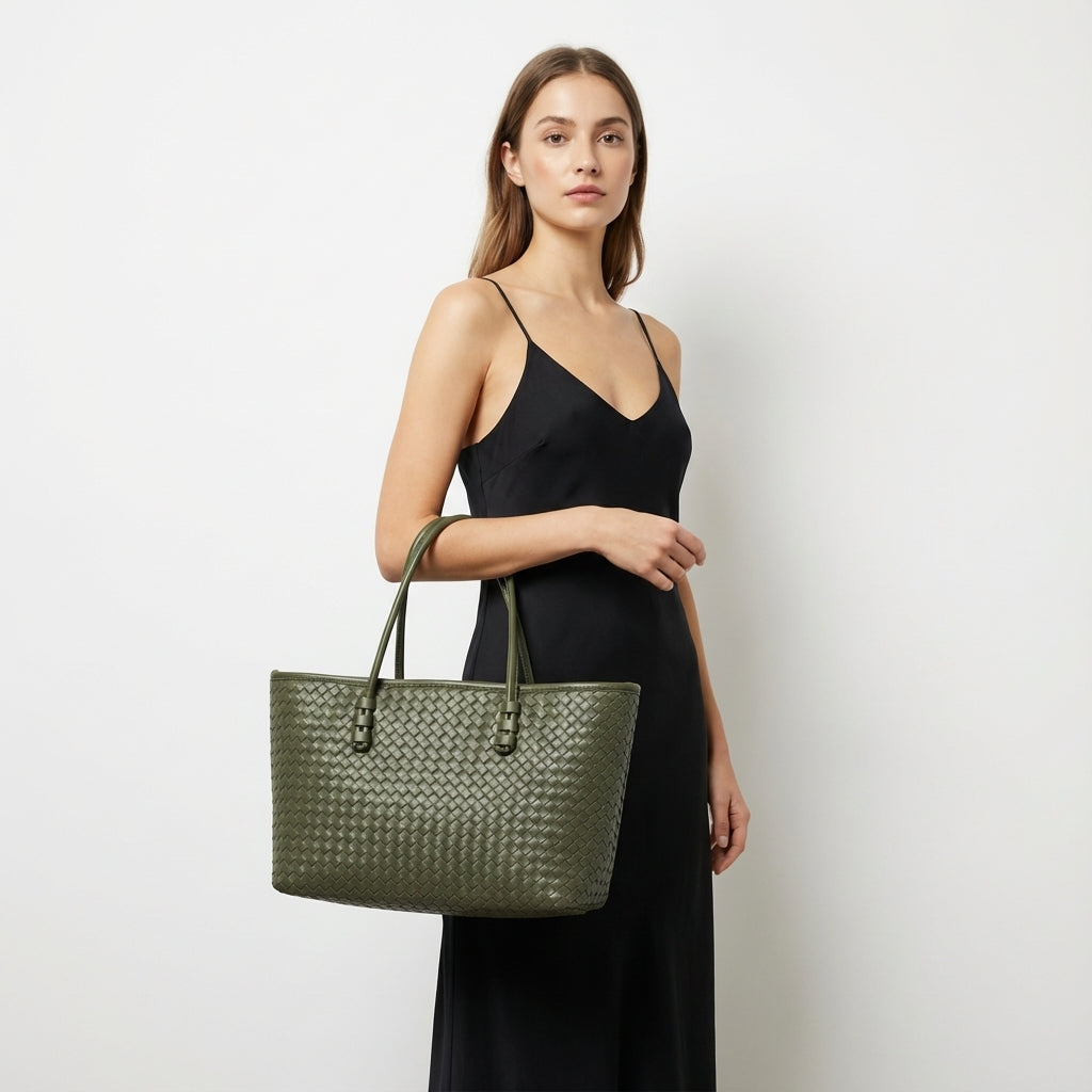 Örgü Desenli Fermuarlı Kadın Omuz Çantası